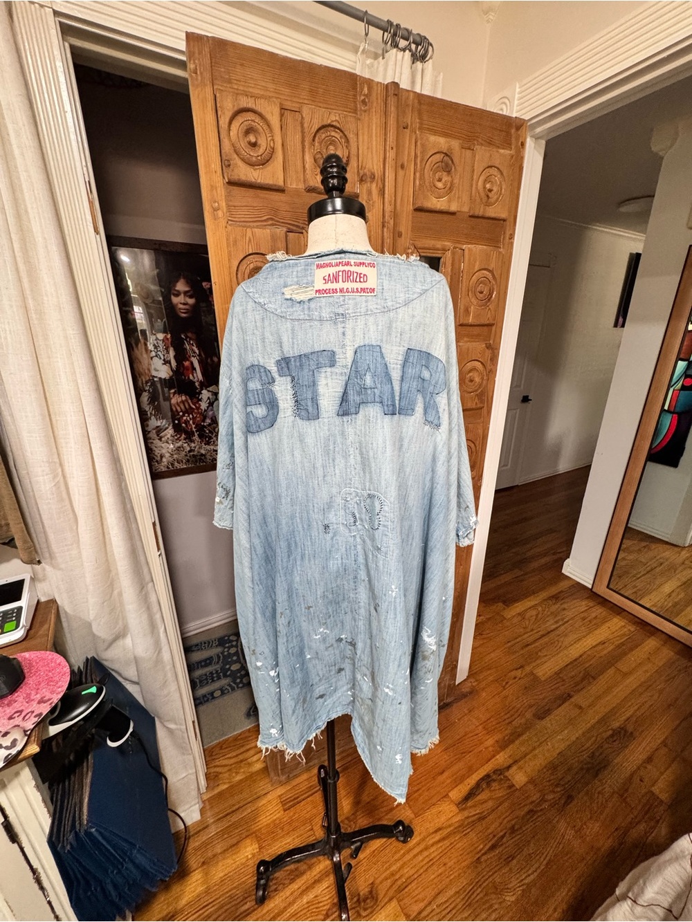 Magnolia Pearl Light Blue Distressed Denim Coat - Picture 2 of 4